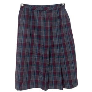 Di‎ Fini Originals A-Line Skirt Womens Size 12 Multi Plaid Wool Knee Length Vtg